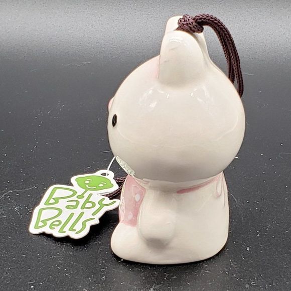 Green Earth Baby Bells Decorative Porcelain White Bunny Hanging Bell Figurine - Picture 12 of 14